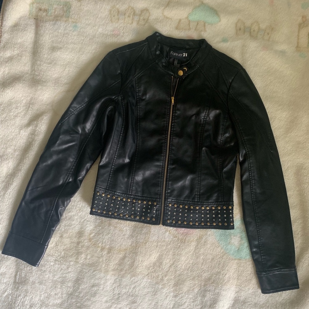 Forever 21 Studded Vegan Leather Jacket